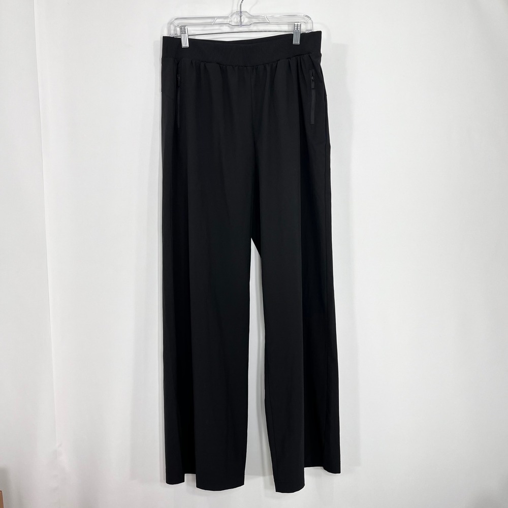 Rae Mode Womens XL Black Wide Leg Athletic Pants High Rise Zipper Pockets P6255